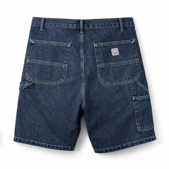 Polo Ralph Lauren Denim Carpenter Shorts Sz 33 Dark Wash Utility Workwear - Picture 2 of 6